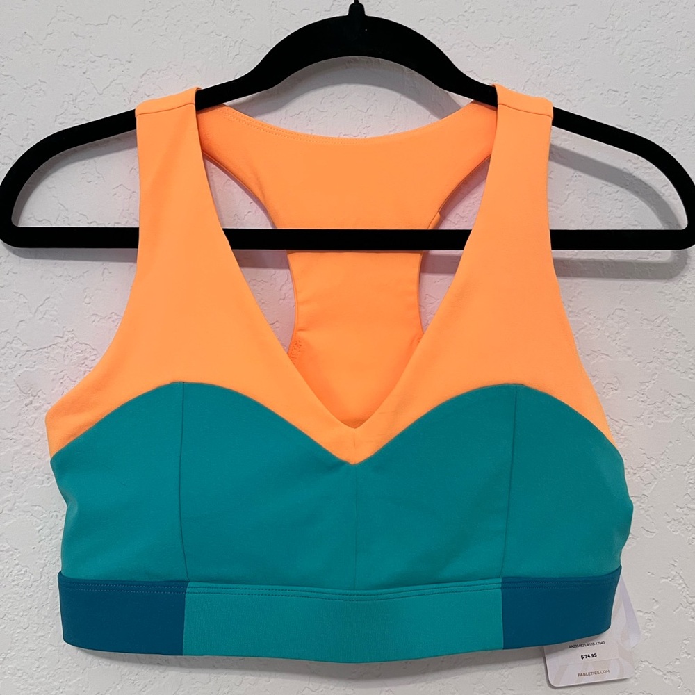 Fabletics Orange and Teal Sports Bra